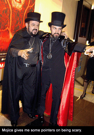 Jose Mojica Marins and Raymond Castile at the premiere of Encarnação do Demonio.